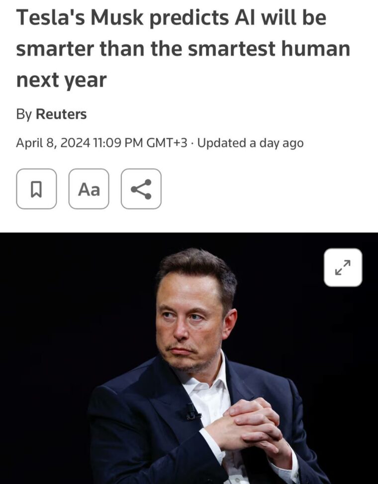 Илон Маск заявил, что нейросети превзойдут человеческий разум уже в следующем году