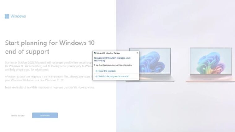 В Windows 10 новый рекламный баннер который зависает