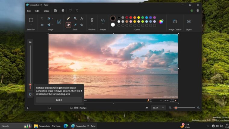 Используем ИИ-ластик в Paint на Windows 11 Используем ИИ-ластик в Paint на Windows 11