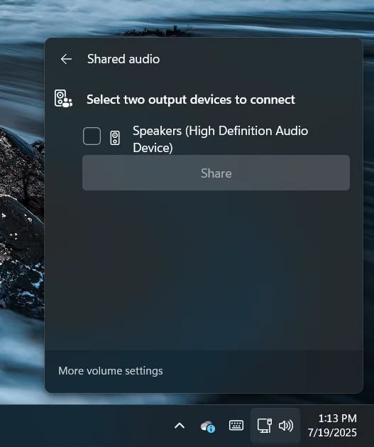 Новая функция Shared audio в Windows 11