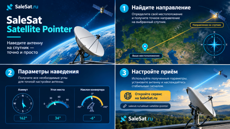 Настройка спутниковой антенны онлайн - SaleSat Satellite Pointer