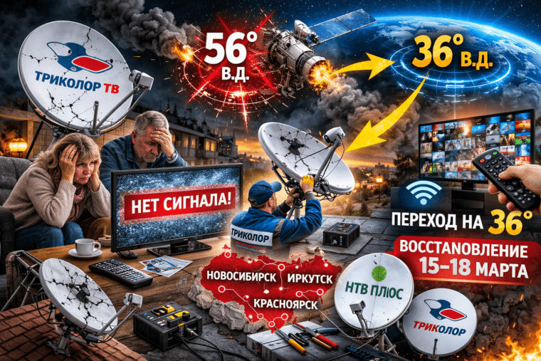 Спутниковый коллапс на 56°: Тысячи абонентов без ТВ — «Триколор» срочно ищет спасение на другом спутнике